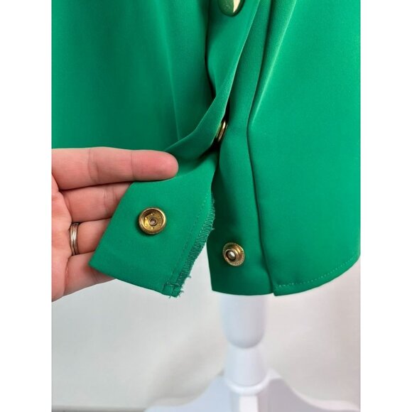 Amanda Uprichard women's‎ large kelly green Julep Melissa v-neck studded blouse - Picture 5 of 8